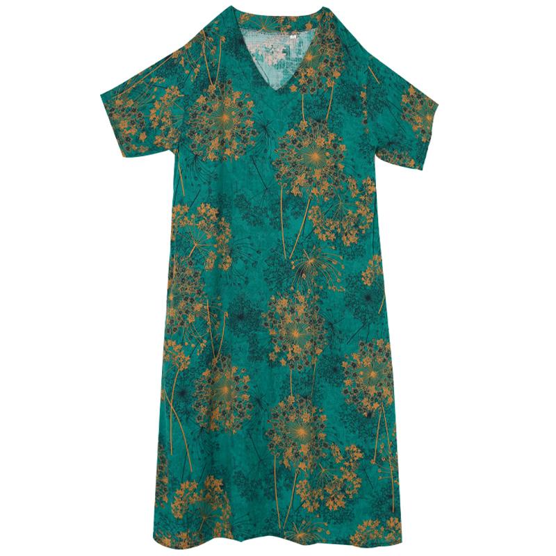 Casual Women's Dresses Summer Vintage Clothes Plus Size Elegant Short Sleeve Summer Long Dress