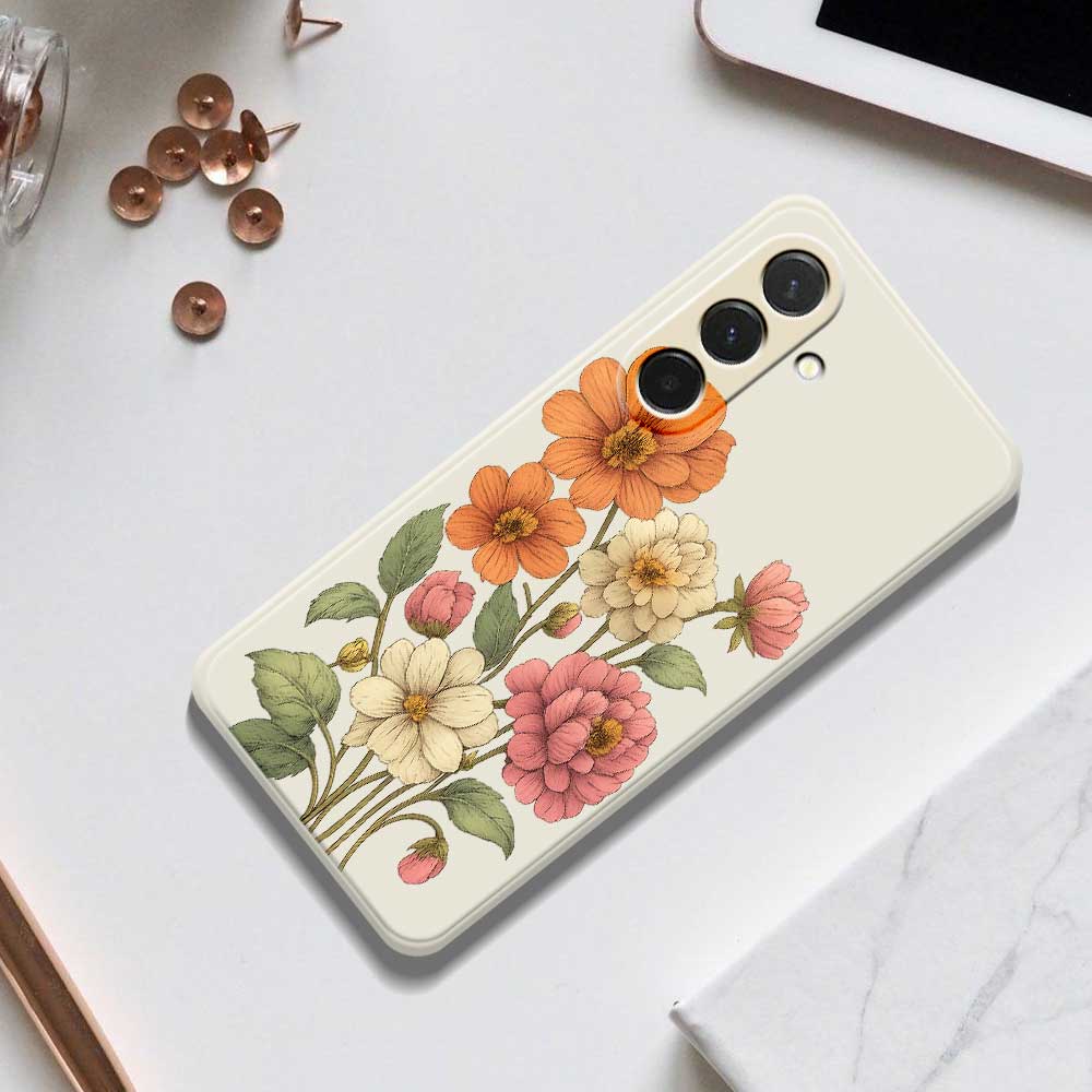 For Samsung Galaxy A36 5G Case Beautiful Flowers Pattern Printing Straight Edge TPU Phone Back Cover