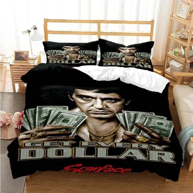 Tony Montana Scarfaces Printed Bed Set Duvet Cover Pillowcase Bedding Set Bed Linen Sheet Quilt Cover Full Queen King Size