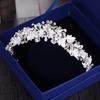 Trendy Rhinestone Pearl Crystal Crown Headband Flower Bride Hair Accessories Gold Crown Bride Wedding Crown Hair Accessories