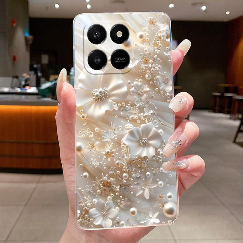 For Honor 400 Smart 5G Case Honor X7d 4G 5G Cover Clear Luxury Fashion Butterfly Flower Soft TPU Silicone Transparent Phone Case