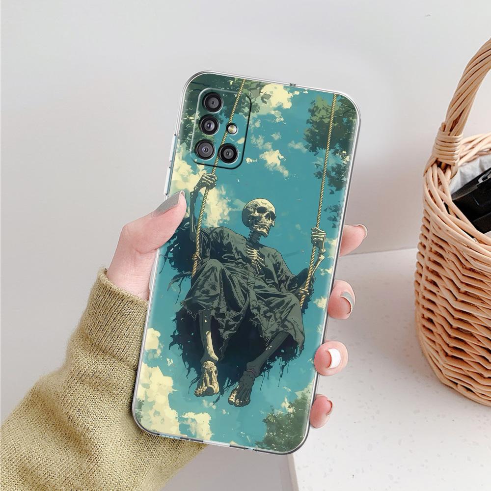 Phone Case For Samsung A15 A13 A35 A55 A51 A71 A41 A31 A21S A03S A05 A17 A23 A25 A33 A53 A73 5G A07 4G Cover Grim Reaper Skull
