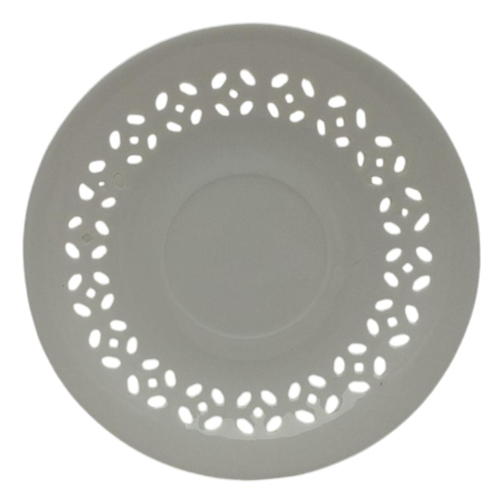 WHITE CERAMIC CUP 260ml WITH OPENWORK SAUCER FOR COFFEE AND TEA