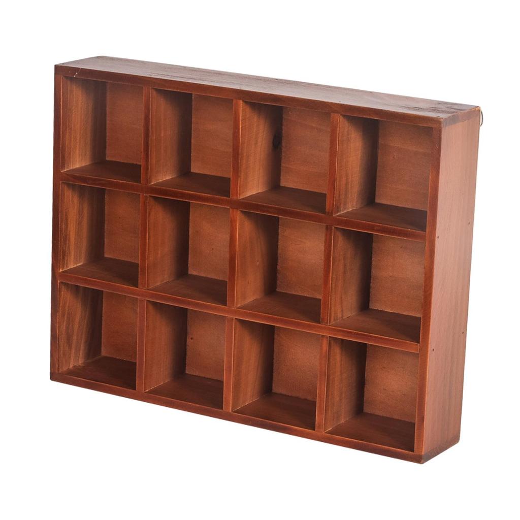 Wood Hanging Shadow Box Collectibles Display Case 38.5x7x29.5cm Wall Mounted Style A