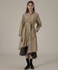 MODERNABLE Asymmetrical Slit Trench Dress - Beige