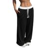Autumn/Winter Contrast Lace High-Waist Wide-Leg Sweatpants