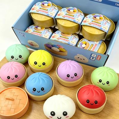 Rainbow Color Dumplings Squishy Blind Box - Soft Slow Rising Stress Relief Toy with Steamer New Arrival