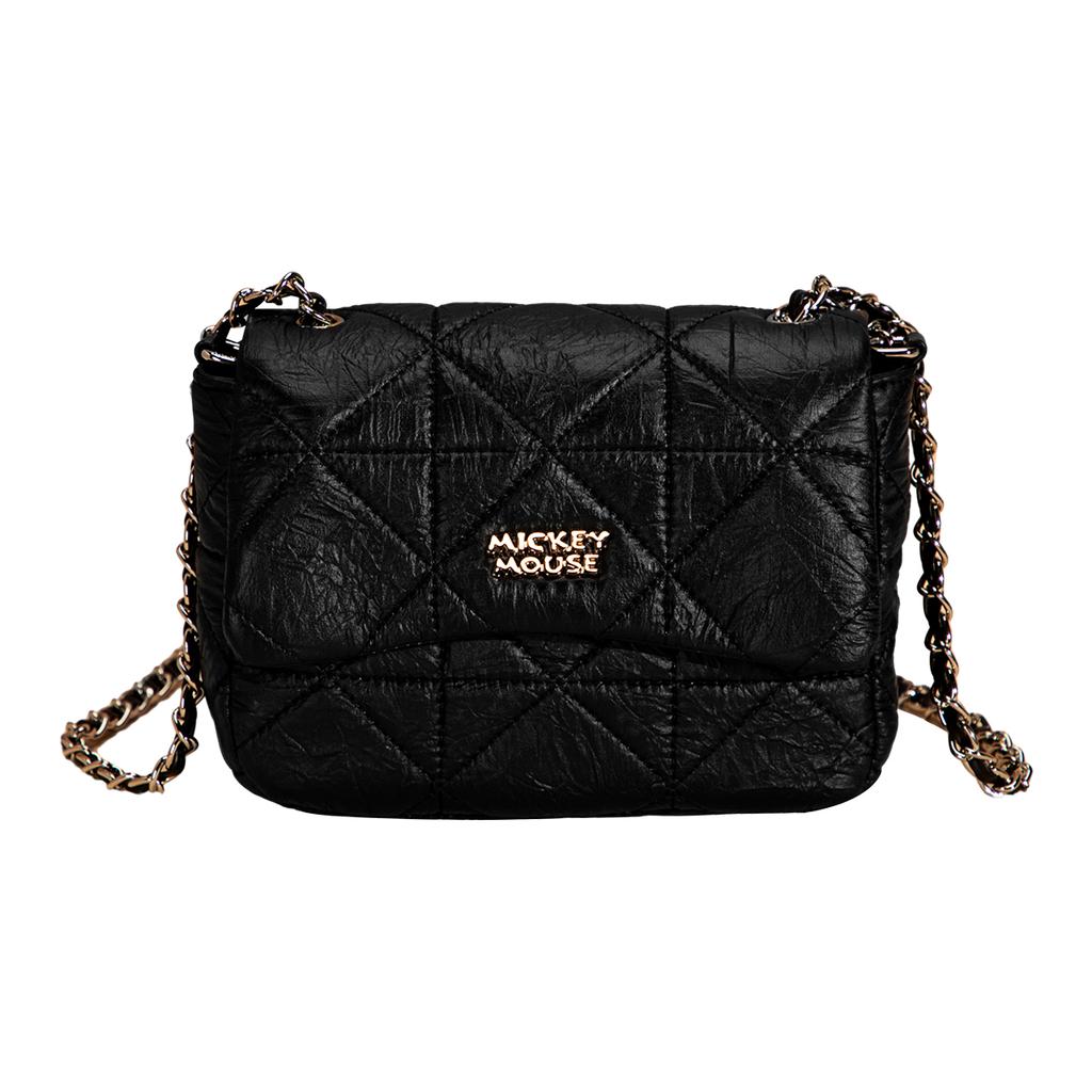 New Disney Mickey Series Synthetic Leather Chain Bag Shoulder Bag Crossbody Bag, Shoulder Bag Medium Size Women's Black DHF41117-A