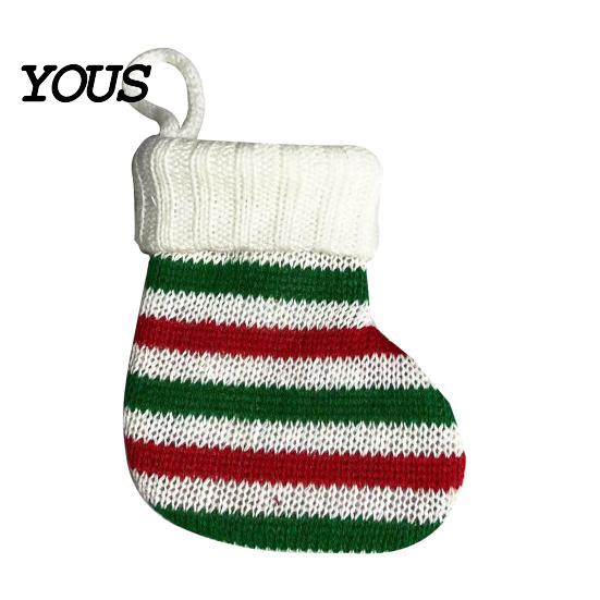Winter Seasonal Home Decor Mini Knitted Christmas Stocking Ornaments, Knit Xmas Tree Hanging Decor, Small Indoor Holiday Party Supplies Pendants