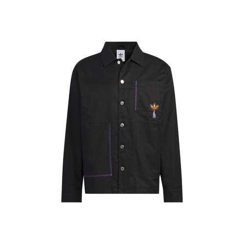 adidas Logo embroidered print single-breasted long-sleeve jacket, unisex, black S чёрный