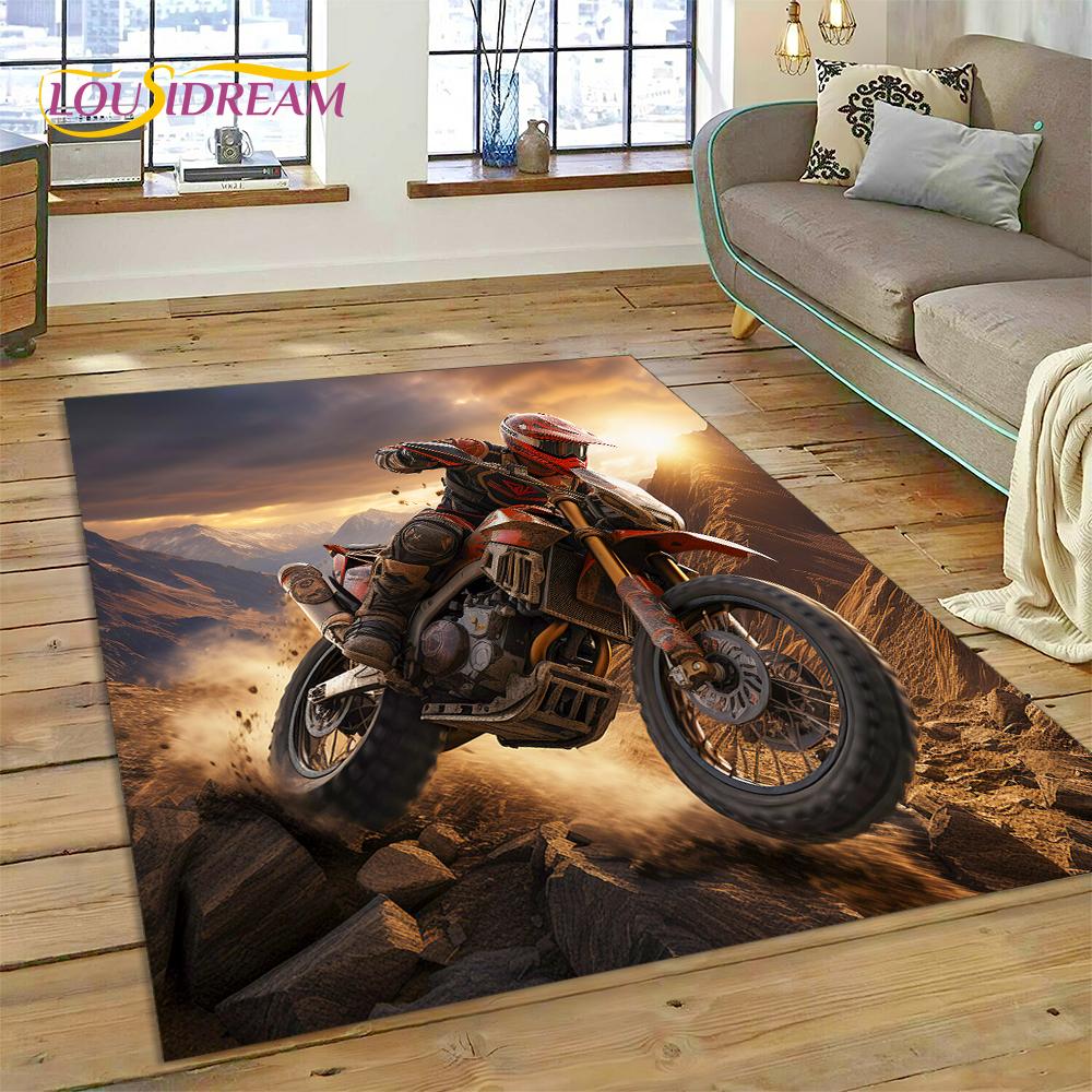 Motocross Motorcycle Modern Rug Carpet for Living Room Bedroom Home Decor,Floor Mat Non-slip Decoration for Sofa Kitchen doormat