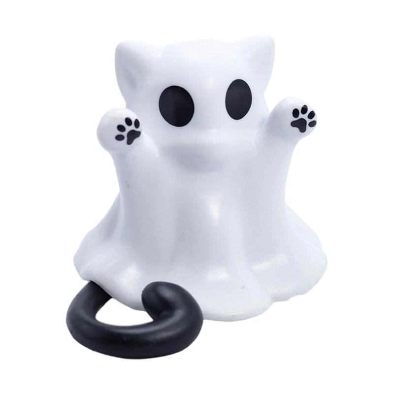 

Halloween Ghostly Kitten Toy Doll Waterproof PVC Kitten Figurine Desktop Ornament For Tabletop Mantels Garden Display 1