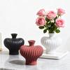 Ceramics Ribbed Flower Vase Minimalist Modern Flower Holder Container Home Office Table Centerpiece Decorative Floral Plants Vase