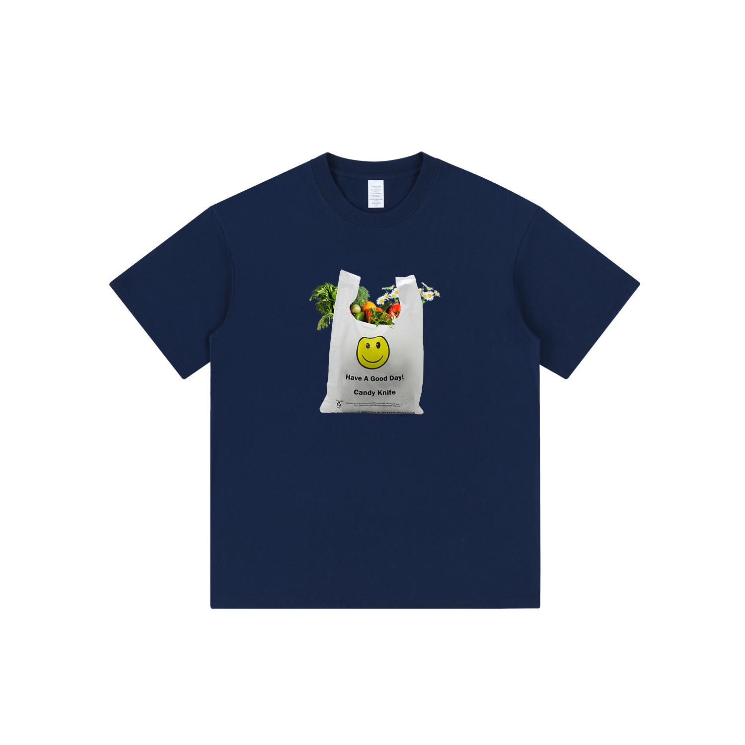 

Unisex Summer Cotton Crew Neck T-Shirt with Plastic Bag Print, Casual Loose Plus Size Tee 2XL