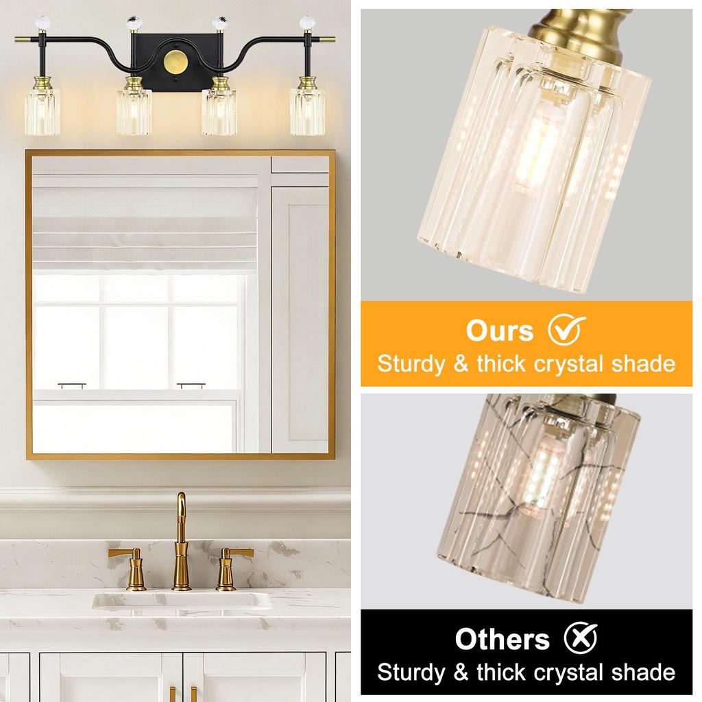 Retro Crystal Wall Lamp for Vanity, Living Room, Bedroom, or Study