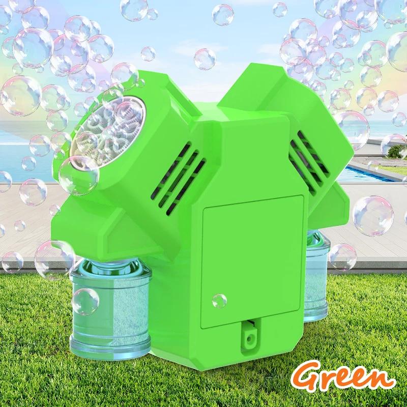Rotating Light Bubble Machine Toy with Double Headed Bubbles Children Outdoor Bubble Toy Birthday Party, No Battery Bubble Water