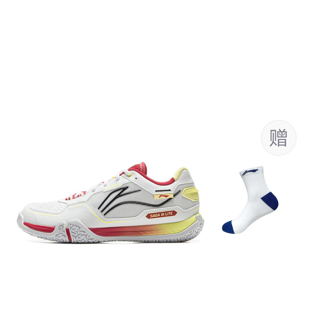 Li Ning Cushioning Slip Resistant Abrasion Resistant Low top Badminton Shoes Unisex Gray Red AYTV003-3