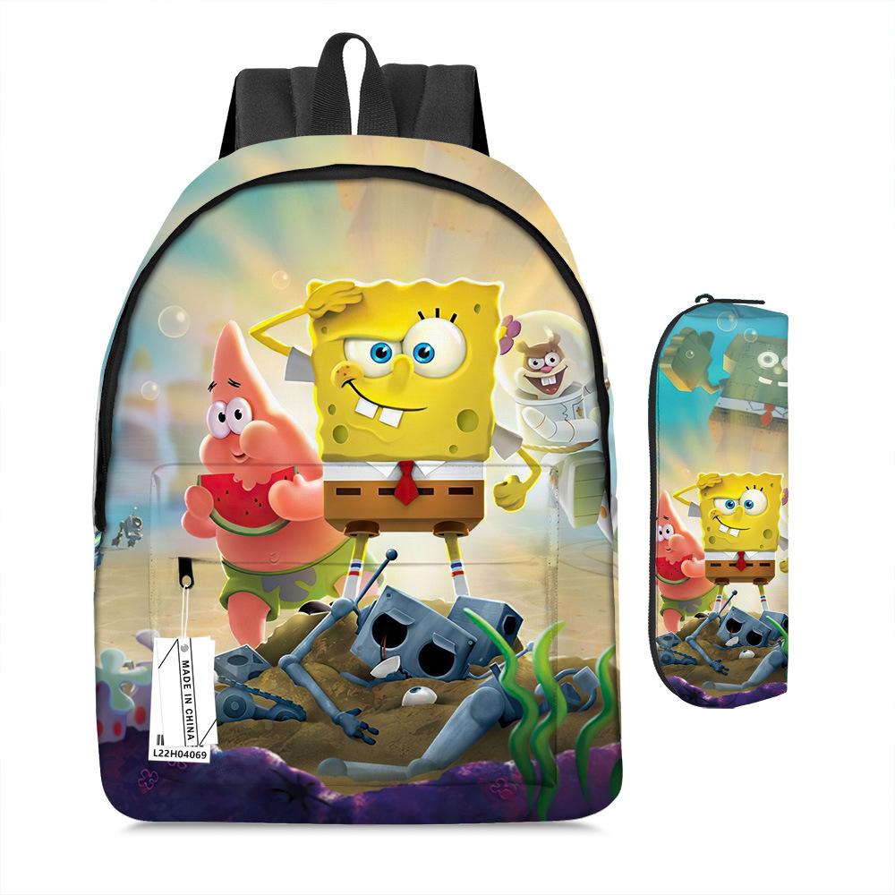 Spongebob Squarepants Children'S School Bag Male And Female Students Backpack Kindergarten Cute Cartoon Backpack Pencil Bag