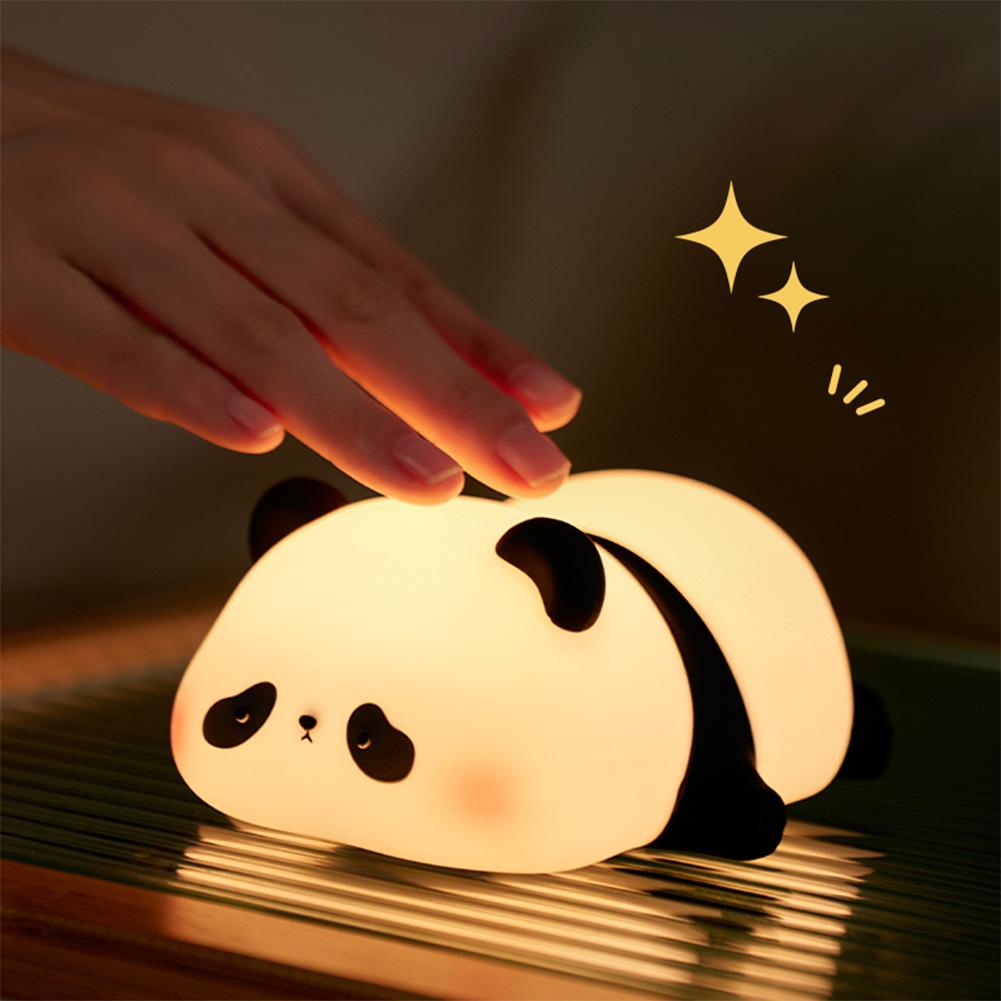 Soft Cute Panda Touch Light Bedside Sleeping Night Light USB Rechargeable LED Squishy Panda Lamp Bedroom Decoration for Children