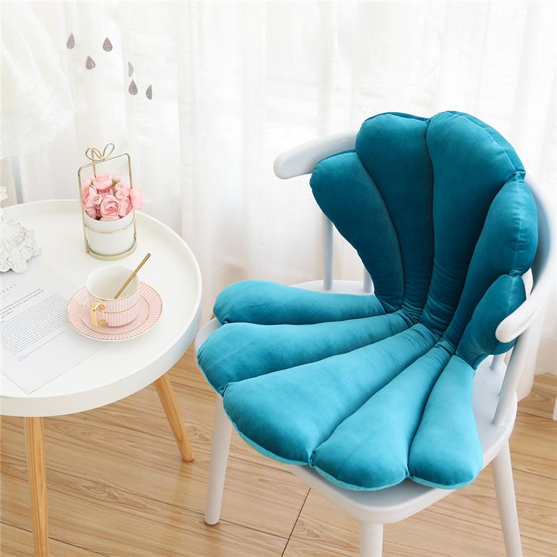

Luxury Velvet Shell stuffed Chair Seat Cushion Art style Shell Back Cushion Blue Rose Princess Sea shell Home Pillow Decor 75X50X6cm
