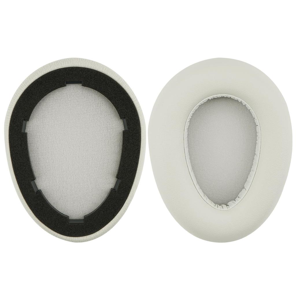 Geekria QuickFit Ear Pads Compatible with JLab JBuds Lux ANC Wireless Ear Cups Headphones, Pads/Ear (Protein Leather/Cloud White)