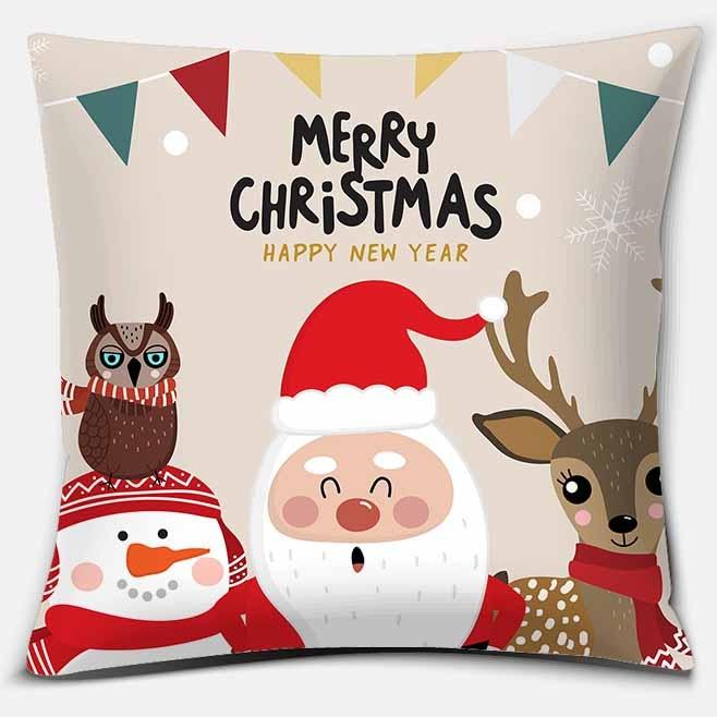 Cute Christmas Snowman Square Pillowcase Home Decoration Car Sofa Cover Anime Body Pillow  Outdoor Pillow Covers