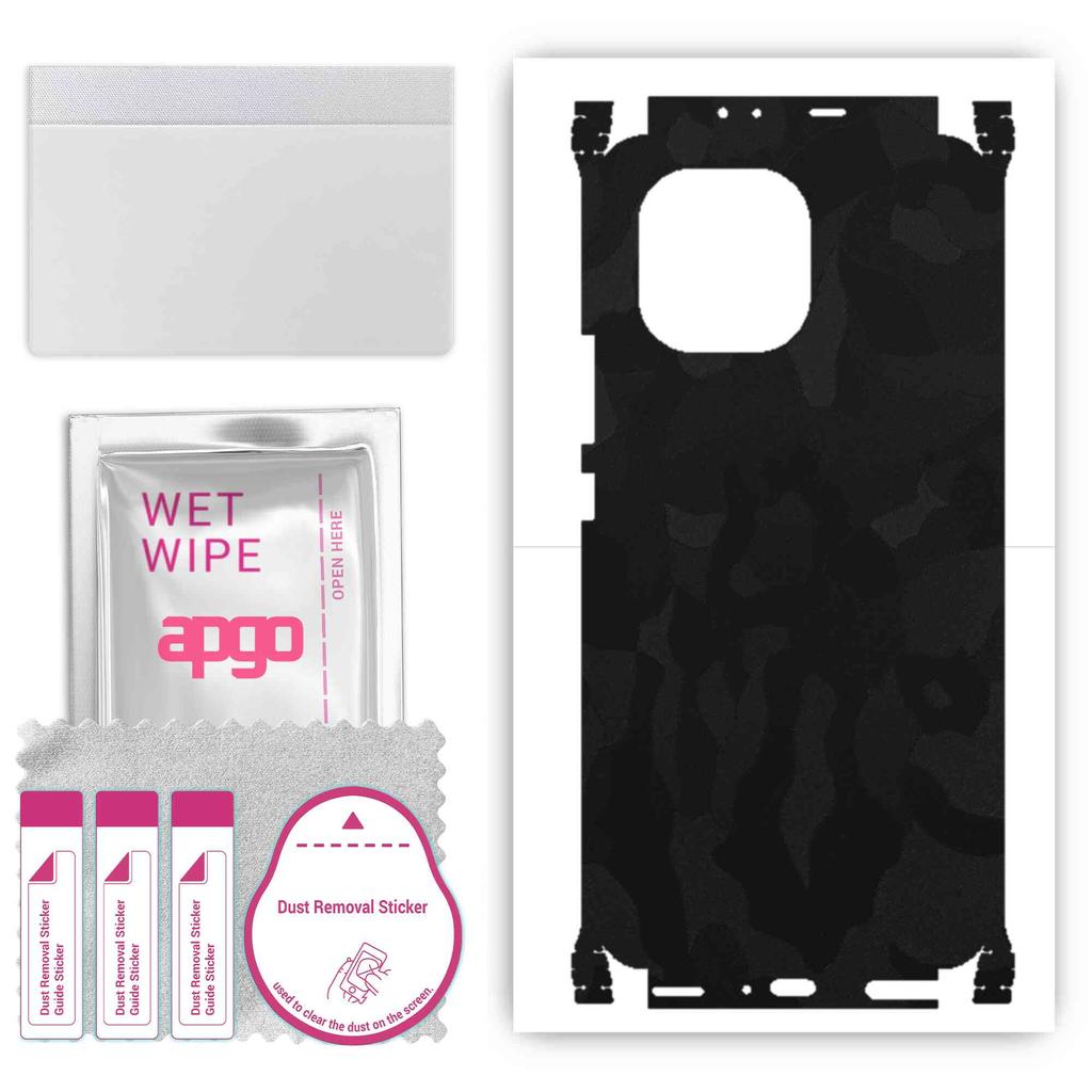 apgo Adesivo Protettivo Skin per retro+lati compatibile con Xiaomi Mi 11, Pellicola Avvolgente Completa, Pellicola, Vinile - Motivo Mimetico Nero