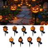 Spooky Porch Decor Solar Halloween Pumpkin Garden Stake Light, Waterproof Resin LED Lights Lantern, Yard Lighting for Outdoor Patio Lawn Pathway