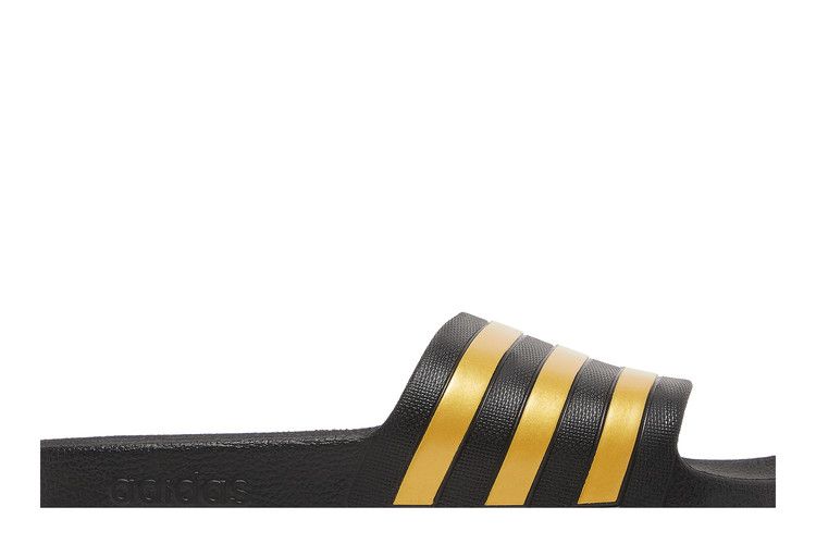 adidas Adilette Aqua Slides Core Black Gold Metallic