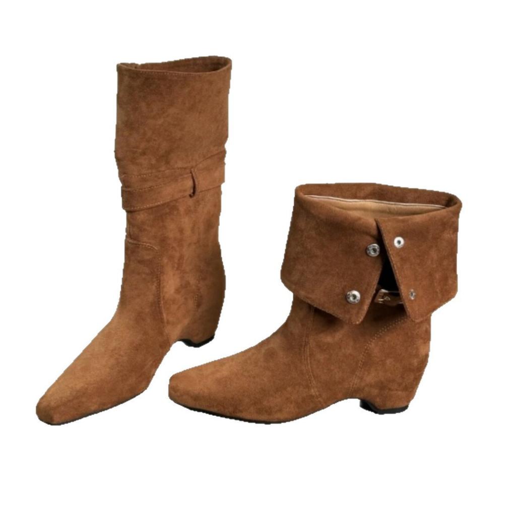 Women's boots can be piled up, the inner height of the folds is increased, the short tube is folded, and the fashion western thick head new boots