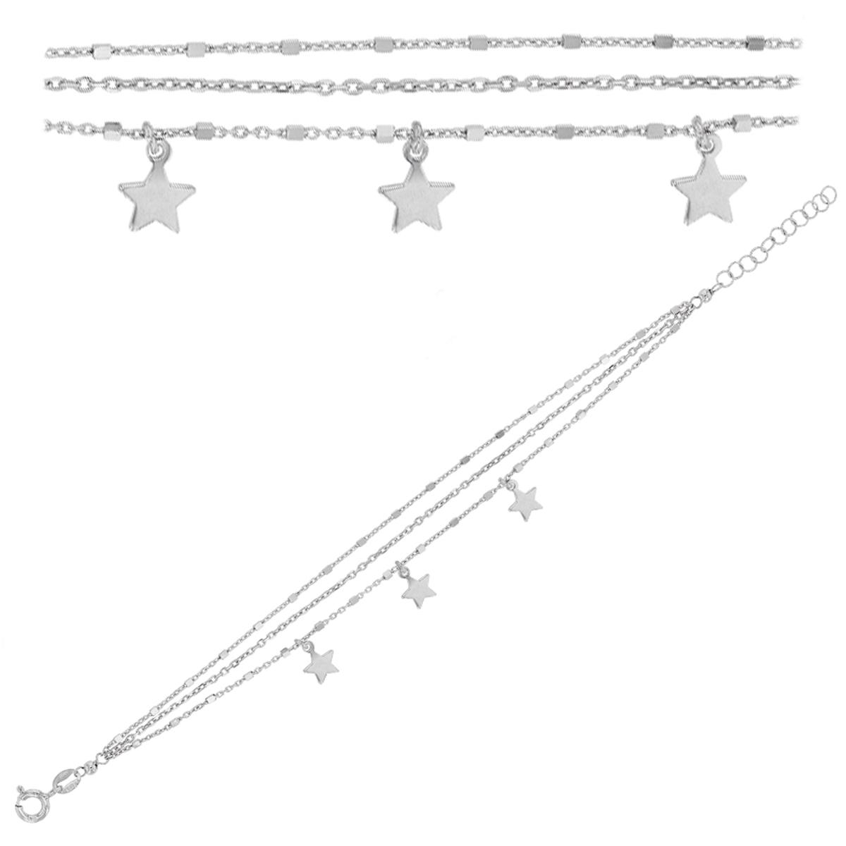 

Les Trésors De Lily [Q9399] - Серебряный браслет ручной работы Звезда родилась серебро (родированное покрытие) - звезда 6х6 мм (3 ряда)