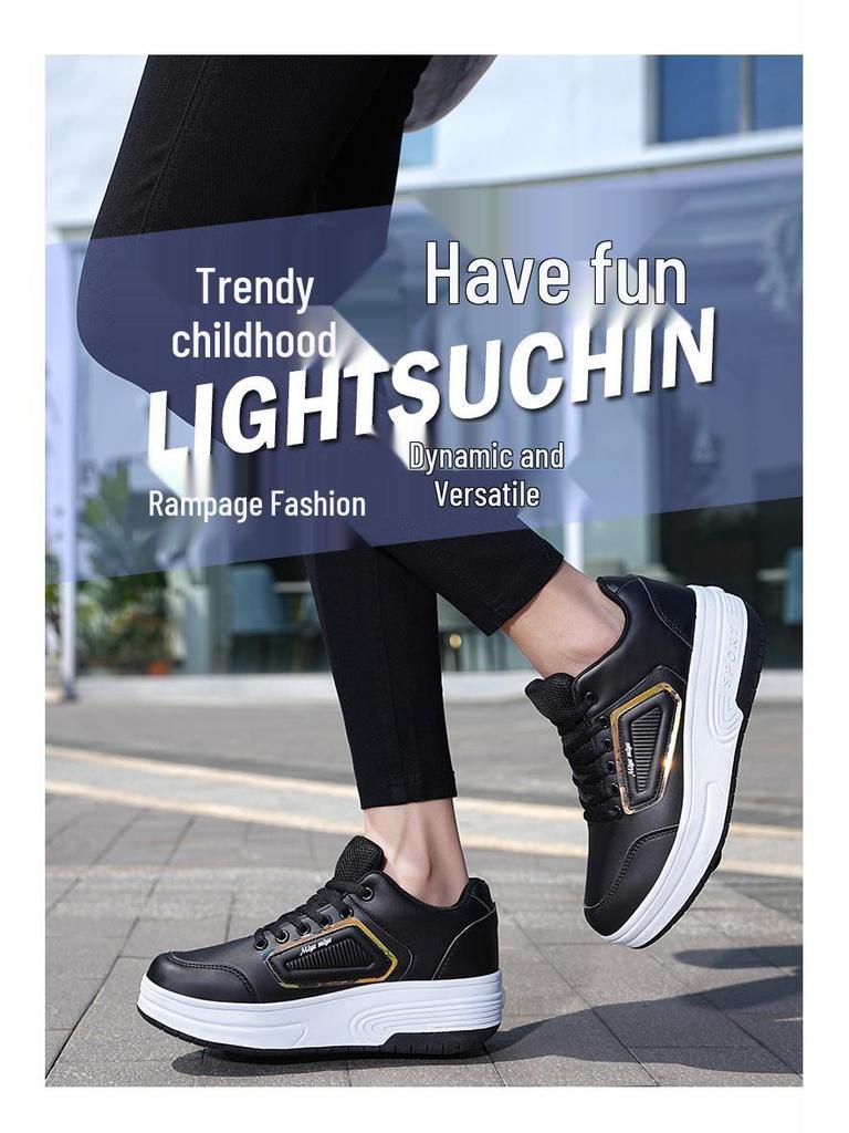 Kids' and Adults' Double Wheel Roller Skates with Flying Shoelace - Boys' and Girls' Running Shoes