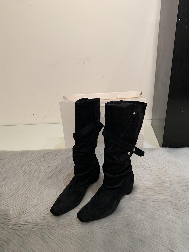 Boots Women's long boots New autumn retro Maillard two wear pointed inner height increase and thin tall stacking boots