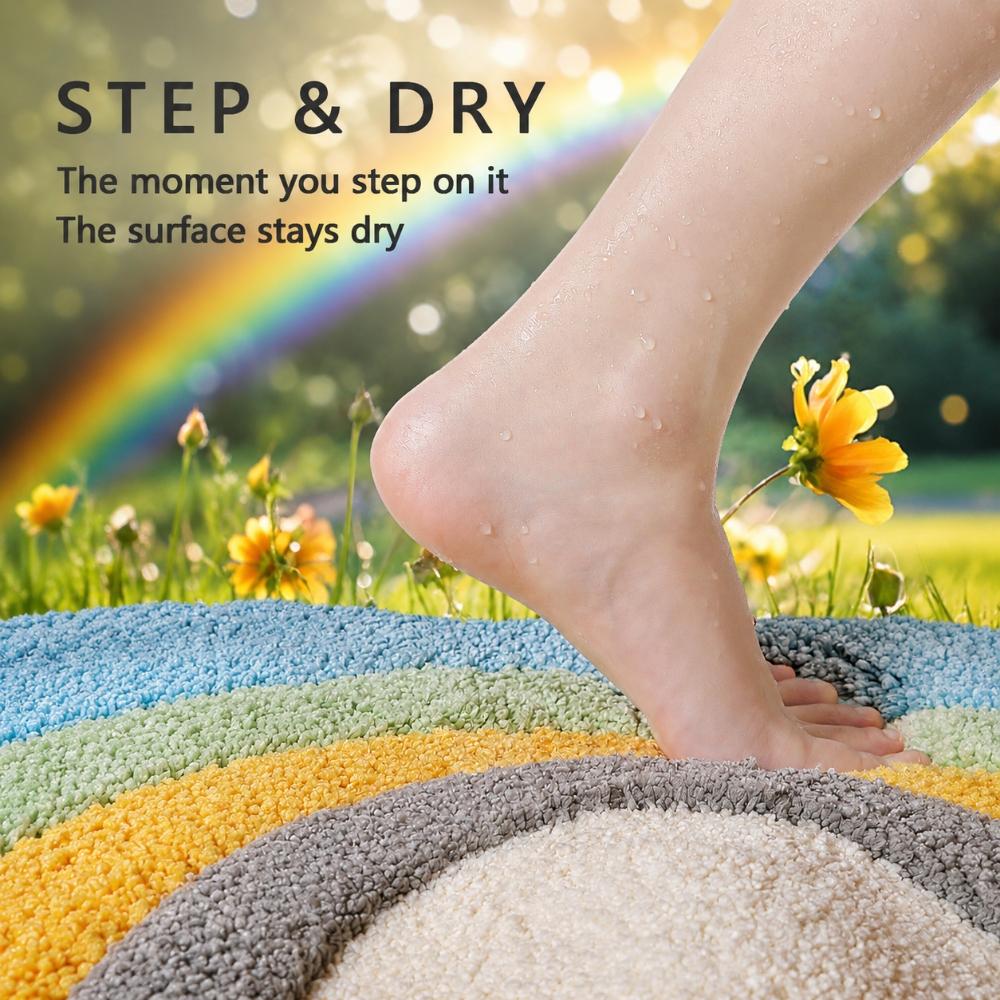 Absorbent Quick-Drying Bathroom Mat, Non-Slip Machine Washable Tufted Bath Rug for Bathtub and Shower Area, 40x60/50x80/60x90 cm