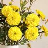 Silk Cloth Material Artificial Chrysanthemum Flowers 3 Heads Fake Marigold Bouquet  Wedding Bouquet