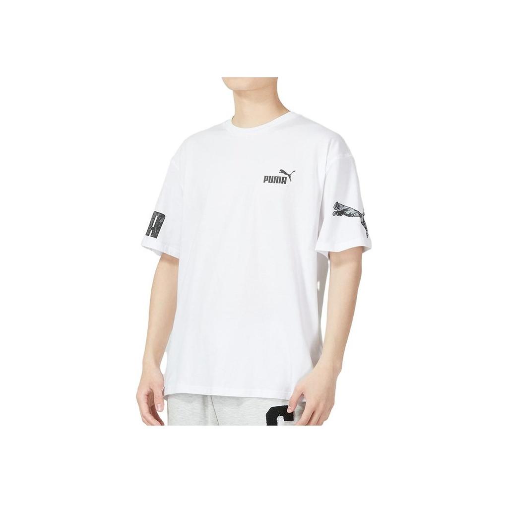 Puma American Retro Logo Print Crew Neck Short Sleeve T-Shirt Men Tops White 676675-02