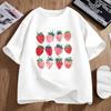 Kids Summer Crew Neck Short Sleeve T-Shirt with Strawberry Graphic Print