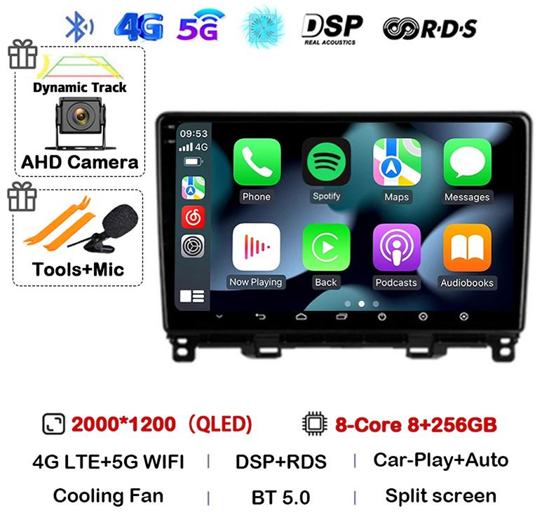 Android 14 Carplay Auto WIFI+4G For Honda Jazz 4 2020 2021 2022 Car Radio Multimedia Player Navigation GPS Stereo Head Unit DSP