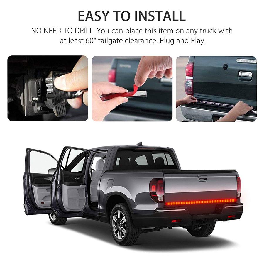 48" Triple Row 450 LED 3 Colors Tailgate Light Bar Flowing Turn Signal Brake/DRL