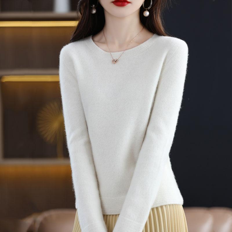 Kashmirtröja för kvinnor Qinghe kashmir 30% kashmir 70% ull Damtröja i höst och vinter i kashmir mjuk och varm