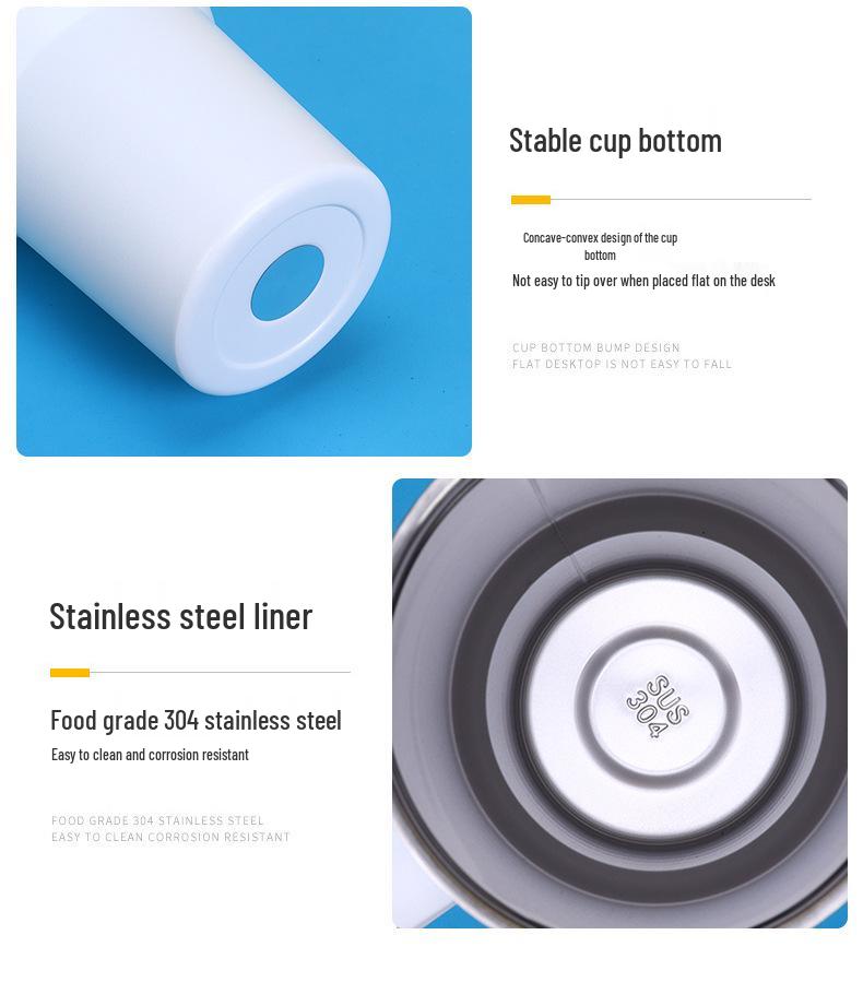 Large Capacity Insulated Stainless Steel Car Cup with Handle and Straw - Double Layer for Cold Retention (Ice Buster)