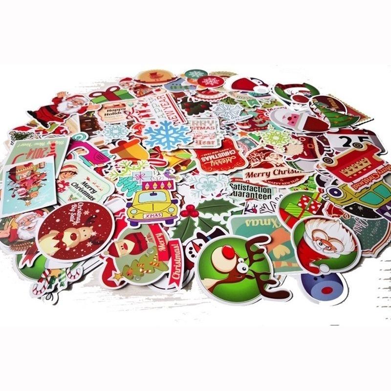 Santa Claus Christmas Graffiti Stickers Christmas Decorations Sticker Toy 100pcs/pack