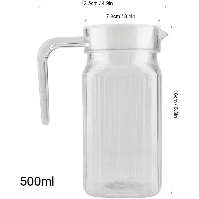 Fdit Acrylic Transparent Juice Bottle Striped Water Ice Cold Juice Jug with Lid Great for Homemade Juice & Cold Tea or for Milk Bottles Reusable