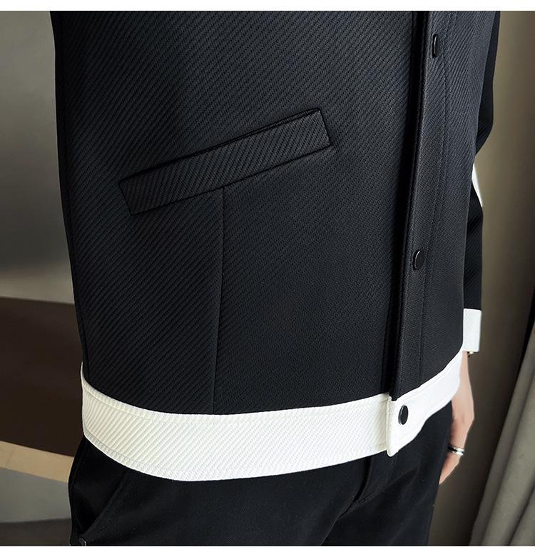 Men's 2023 Spring Korean Casual Color-Block Lapel Jacket – Trendy & Handsome Design