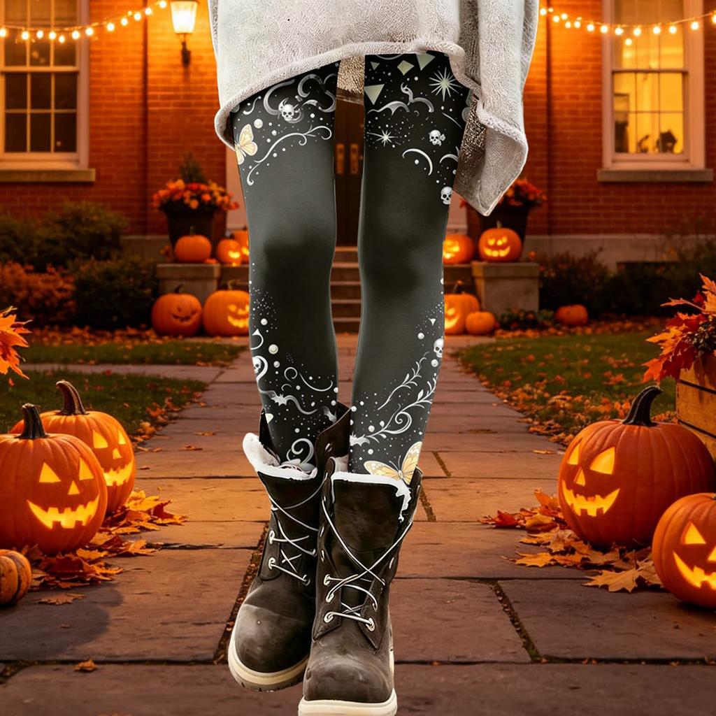 Women's Floral Print Stretch Leggings Casual Pants for Home Wear