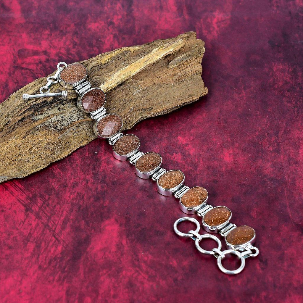 Sunstone 925 Sterling Silver Bracelet, Top Quality Gemstone Bracelet, Adjustable Chain Bracelet Handmade Jewelry, Anniversary Gift