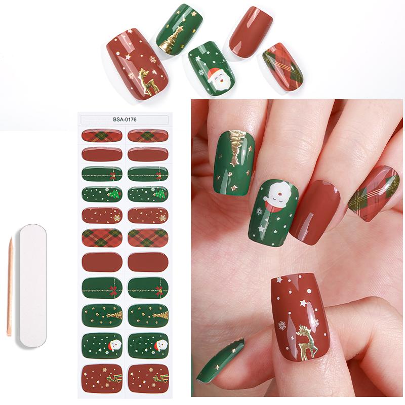 Factory Direct Fully Cured Gel Nail Stickers Popular Christmas Styles
