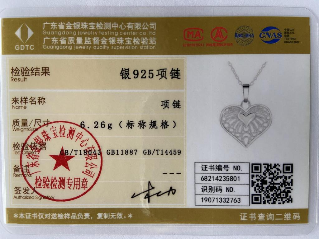 925 Sterling Silver Heart Pendant Fashion Necklace Wedding Jewelry