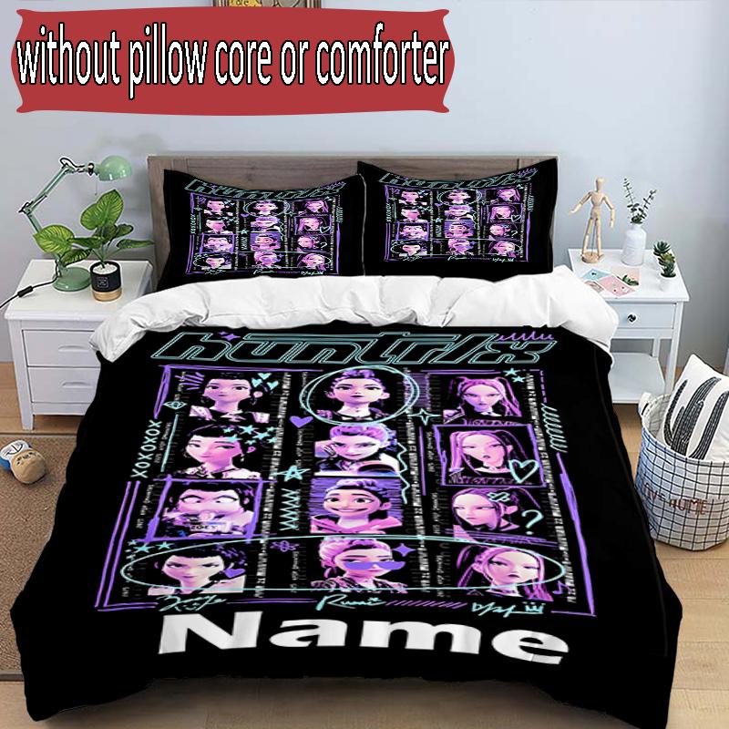 Set copripiumino 3 pezzi (1*Copripiumino + 2*Federe, Senza Nucleo), Set Biancheria da Letto Personalizzato con Nome KPop Cacciatori di Demoni, Decorazione Camera da Letto Casa Regalo