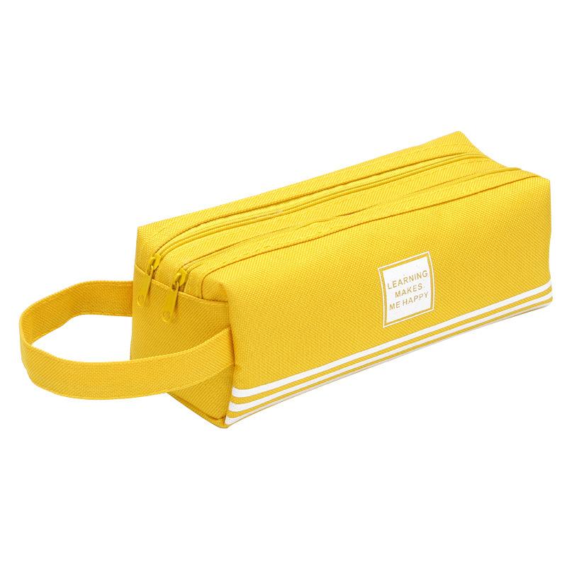 Cute Pen Case Kid Stationery Bag Portable Canvas Pencil Case School Supplies Storage Bag Double Layer Pencil Bag Student Pen Bag